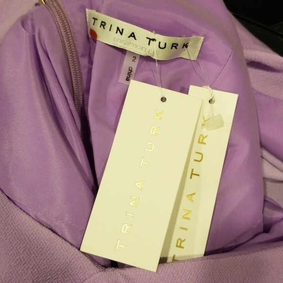 💕TRINA TURK💕 Cameron V-Neck Flounce Dress Lilac - Picture 6 of 8